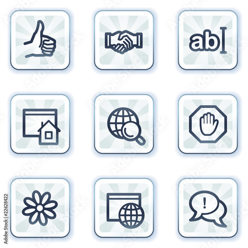 Internet web icons set 1, white square buttons