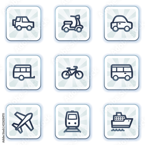 Transport  web icons, white square buttons