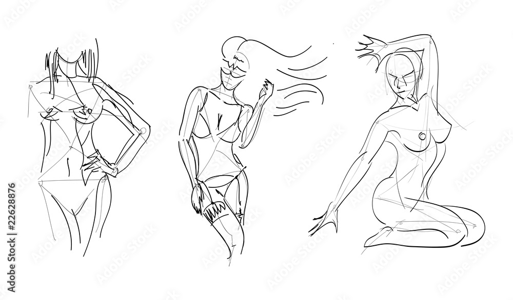 SKETCH. The vector beautiful girls on a white background