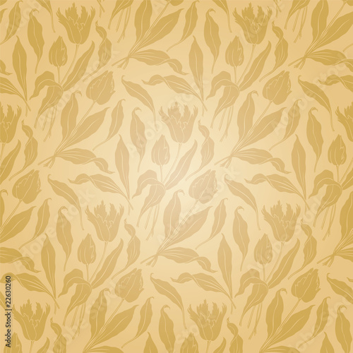 seamless golden tulip pattern (vector)