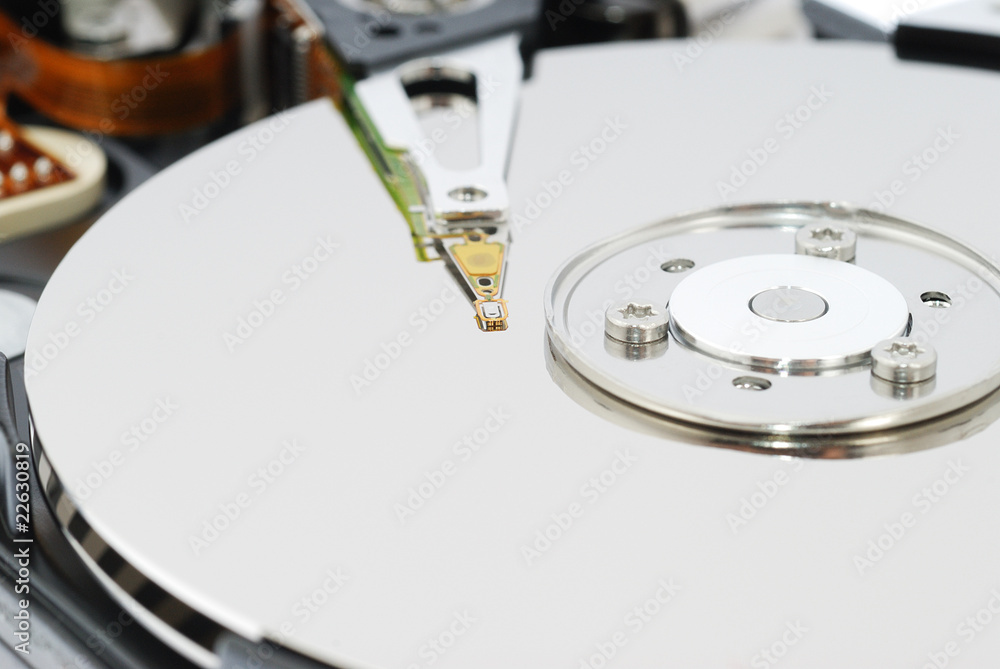 hdd inside, magnetic head and plates hdd inside, magnetic head and plates