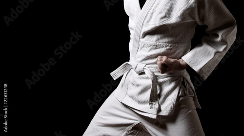 Obraz na plátně Karateka isolated on black
