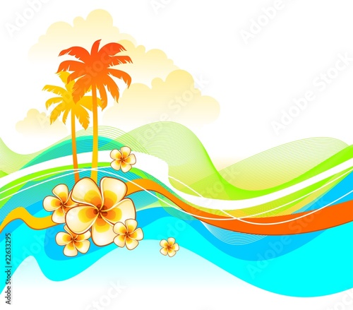 Abstract colorful vector illustration with tropical flowers