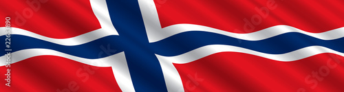 Fotografia Norwegian Flag in the Wind
