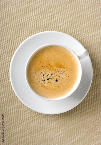 Top view of a delicious cup of coffee