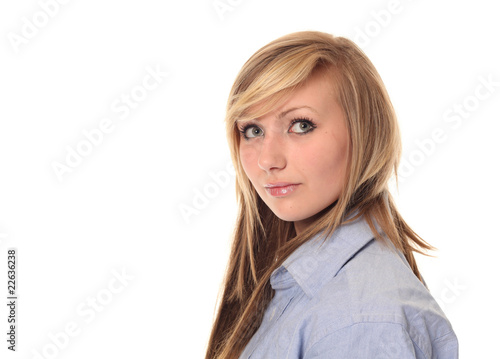 Attractive young teenage girl looking up