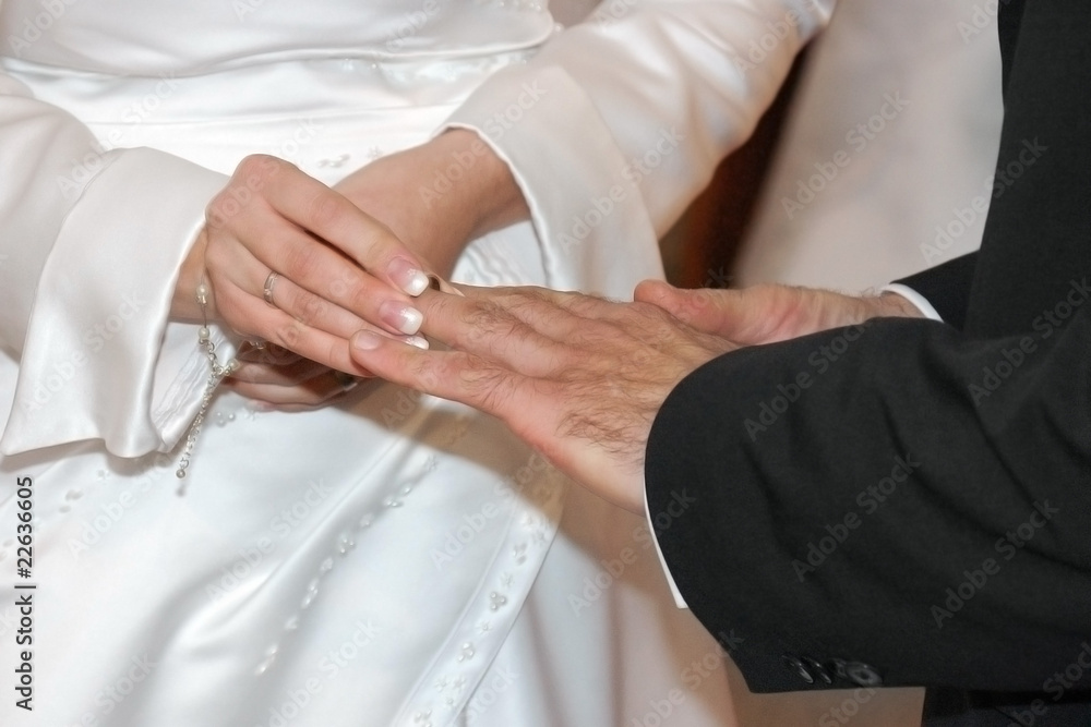 Bride giving a wedding ring to groom Bride giving a wedding ring to groom