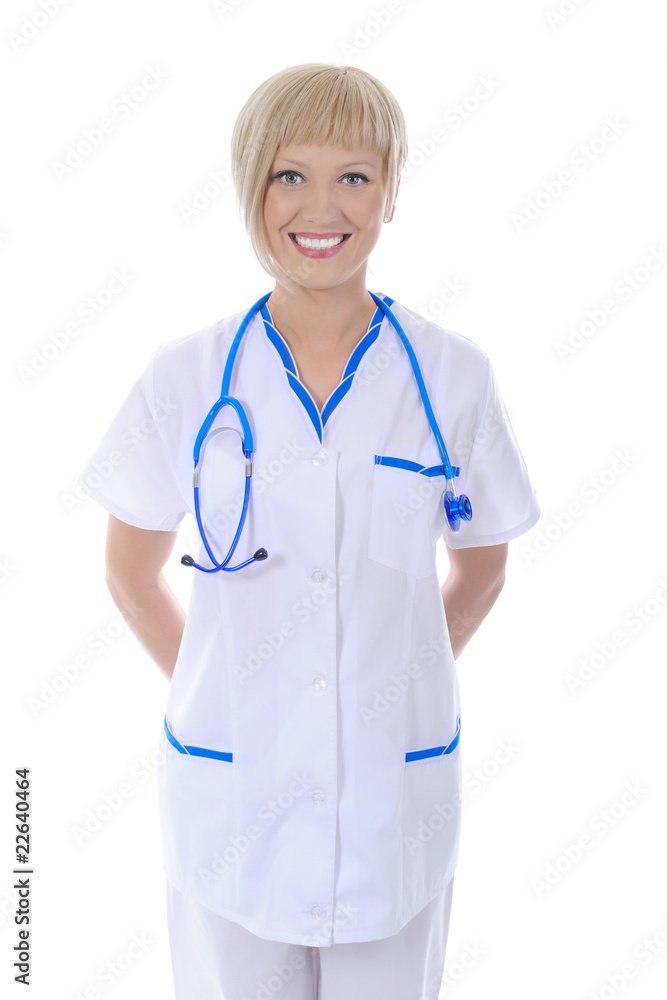 smiling doctor in a robe. smiling doctor in a robe.
