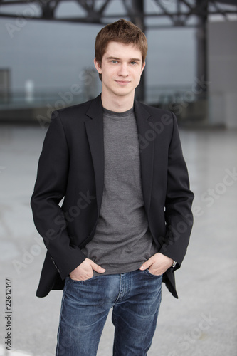 young handsome caucasian man over cool background © fotum