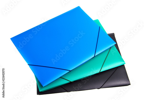 three plastic files