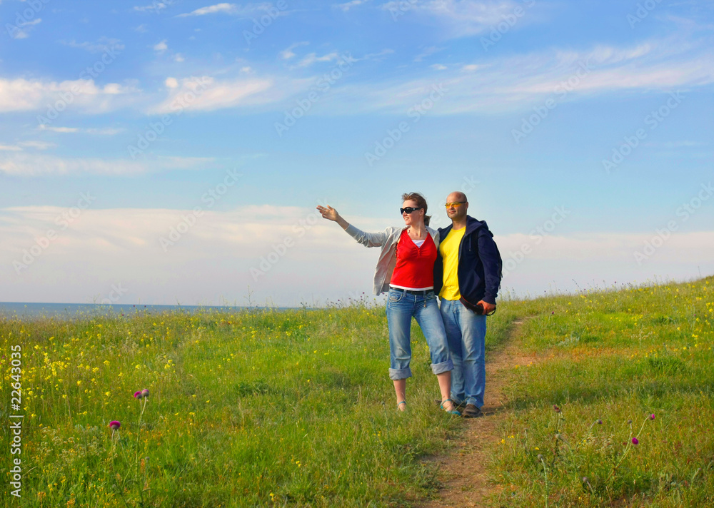 young happy couple outdoors