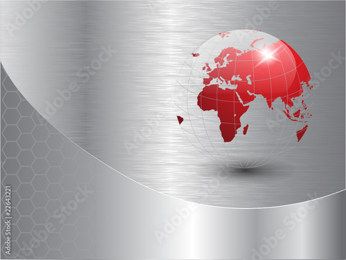 world globe background silver metallic