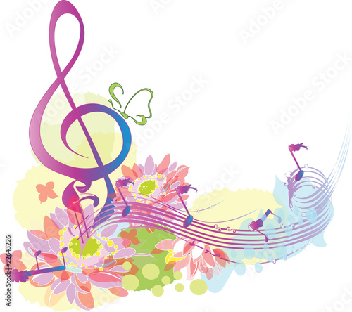 Summer music with decorative treble clef