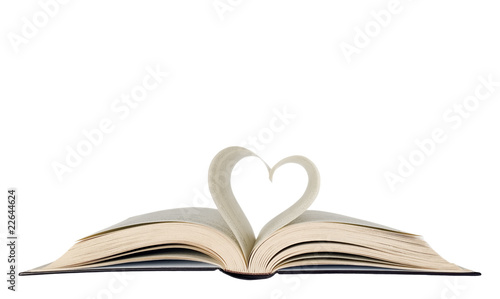 Opened book and heart shape