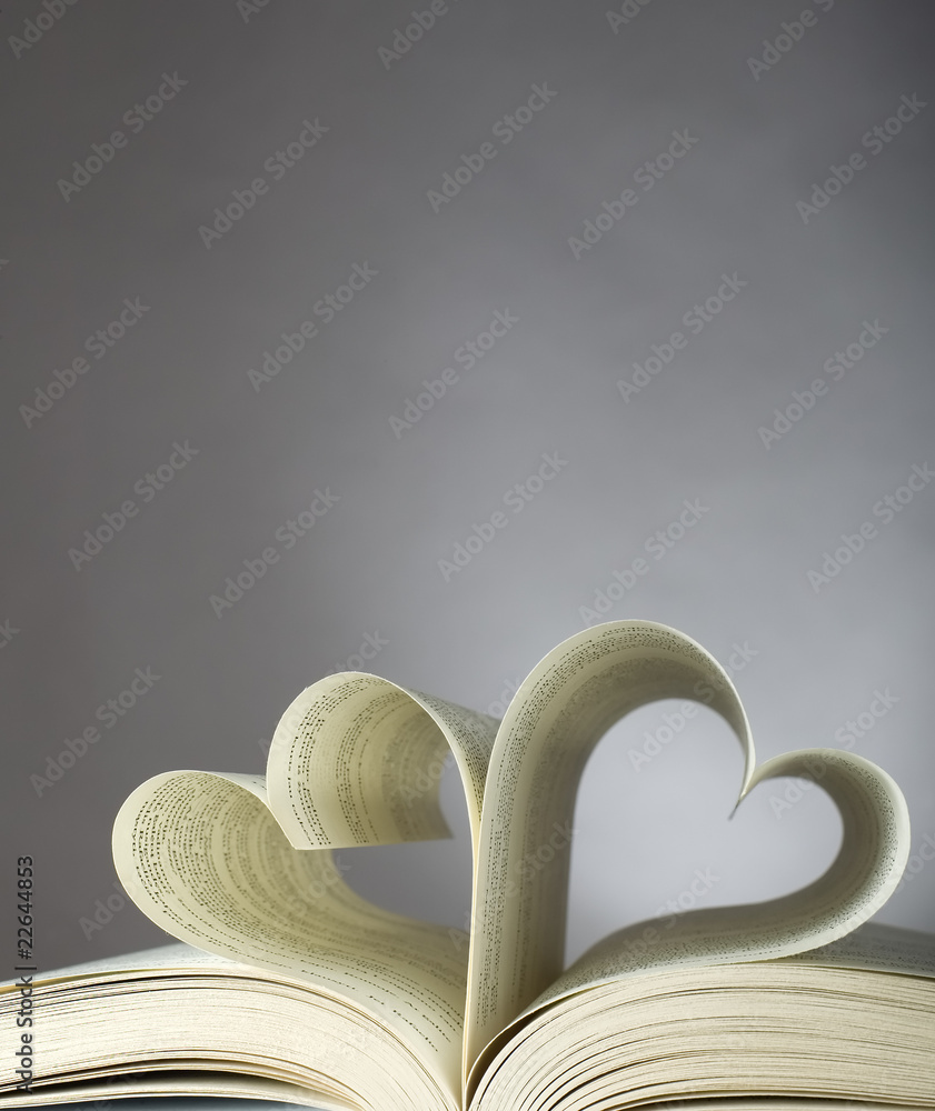 Opened book and heart shape