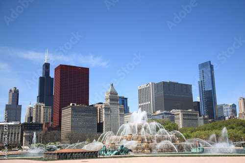 Chicago Skyline and Fountain