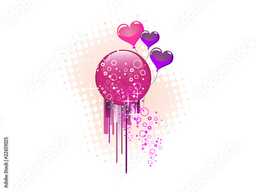 Glas-Button mit Herzluftballons