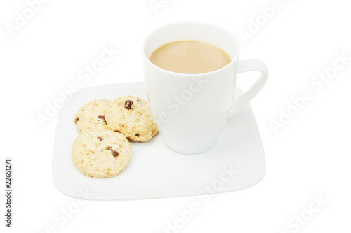 Coffee and cookies on a plate