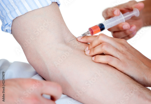Close up of an isolated injection at the hospital