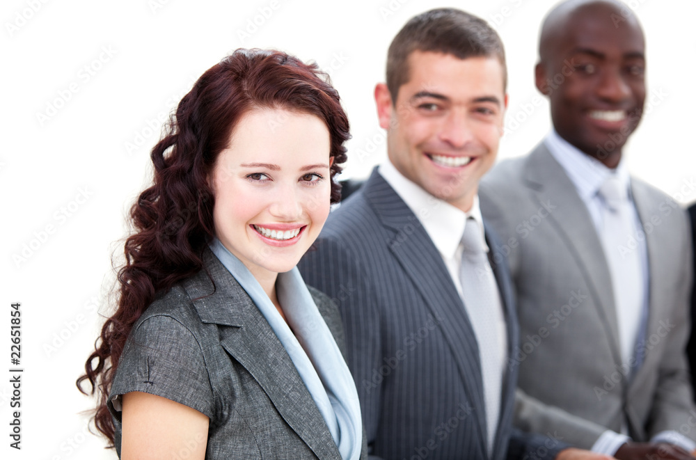 Cheerful multi-ethnic business people in a meeting Cheerful multi-ethnic business people in a meeting