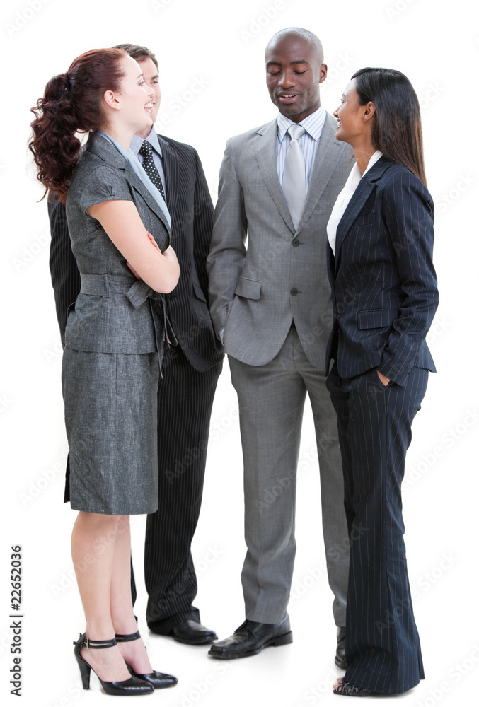 Cheerful business people interacting Cheerful business people interacting