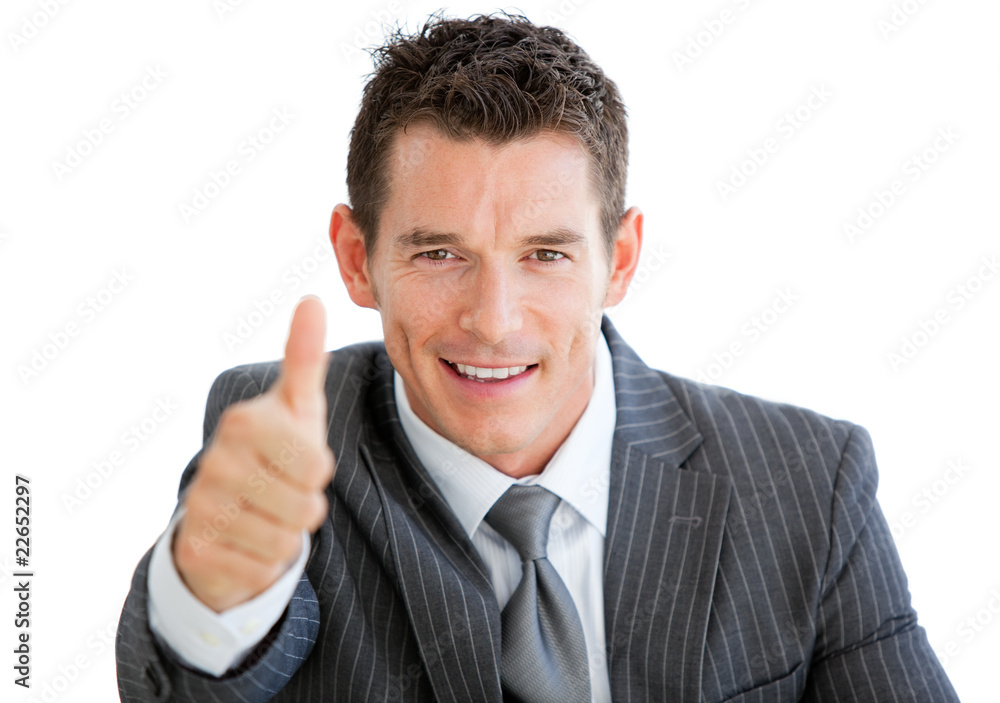 Happy businessman with a thumb up Happy businessman with a thumb up
