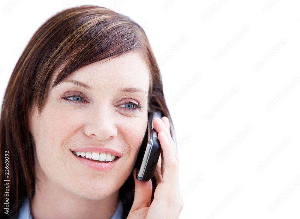 Businessman holding a phone on whitebackground Businessman holding a phone on whitebackground