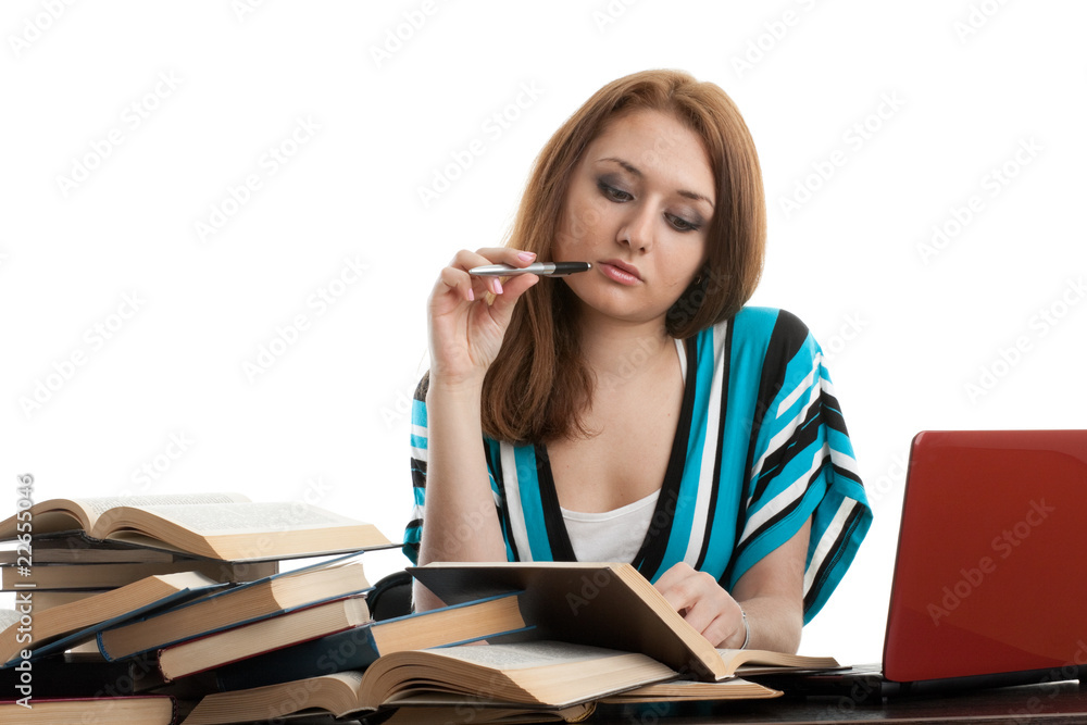Female student prepare for examination Female student prepare for examination