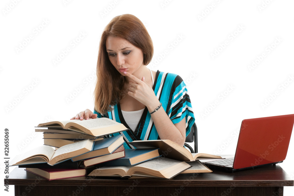 Female student prepare for examination Female student prepare for examination
