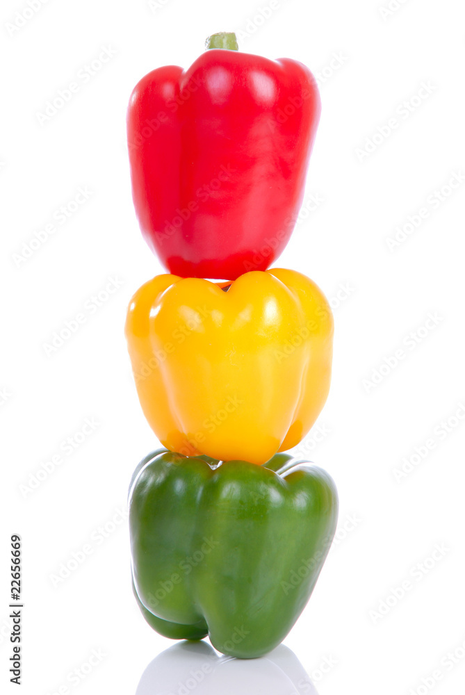 Stack of peppers isolated Stack of peppers isolated