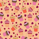 Seamless wallpaper pattern with muffins