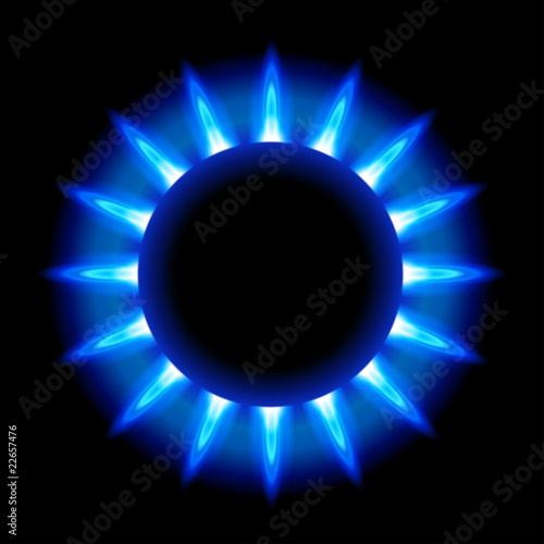 blue flames of a burning natural gas - radial composition