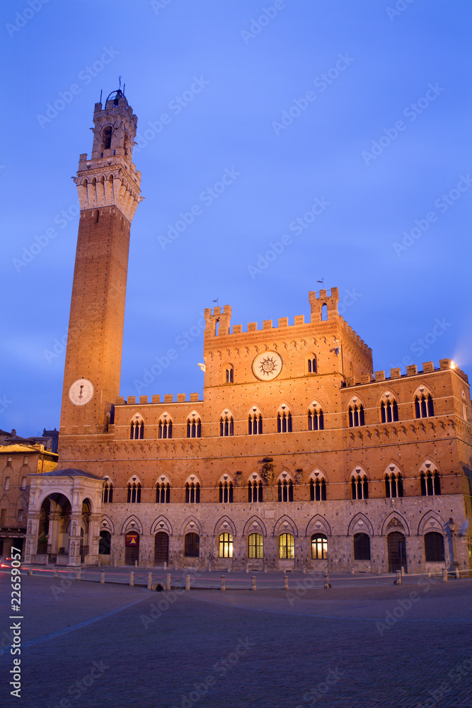 Siena - Town-hall and Torre del Mangia in the morning