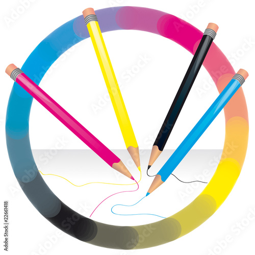 Couleurs primaires d'impression et crayons 2