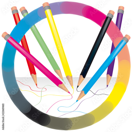 Crayons de couleurs et dessin