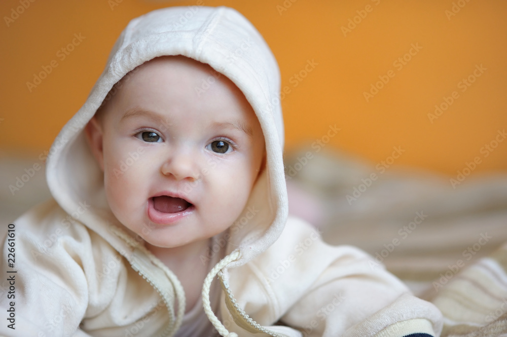 Six month old baby girl smiling Six month old baby girl smiling