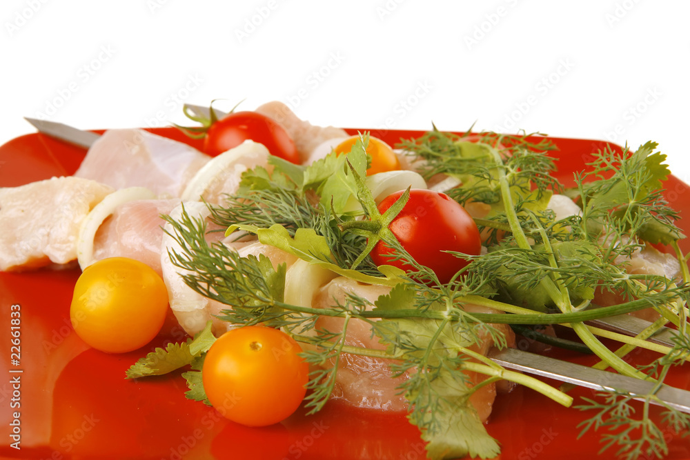 fresh chicken kebabs on plate fresh chicken kebabs on plate