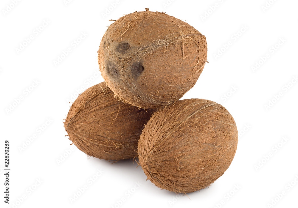 Three coconut isolated Three coconut isolated