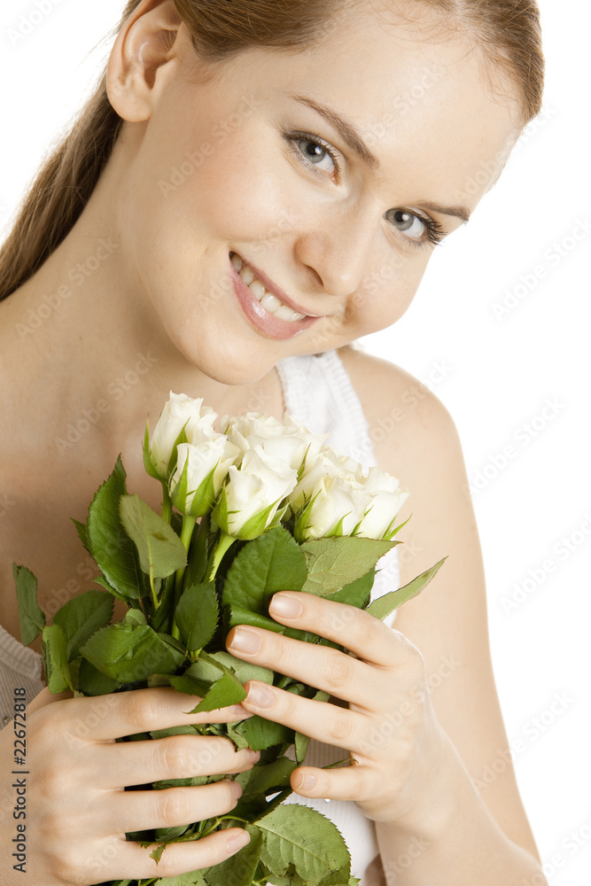 portrait of woman with roses portrait of woman with roses