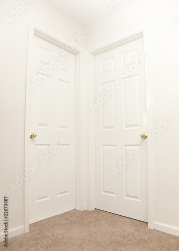 Two Closed Doors in a Hallway
