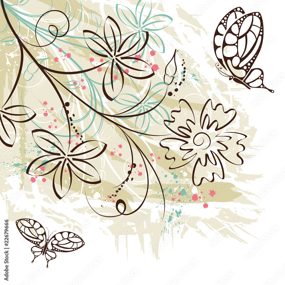Fototapeta premium Grunge flower background