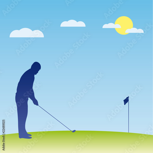 Golf players silhouette. Vector illustration