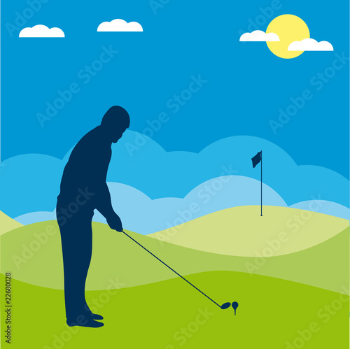 Golf players silhouette. Vector illustration photo