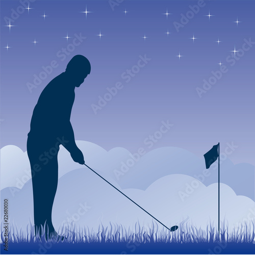 Golf players silhouette. Vector illustration