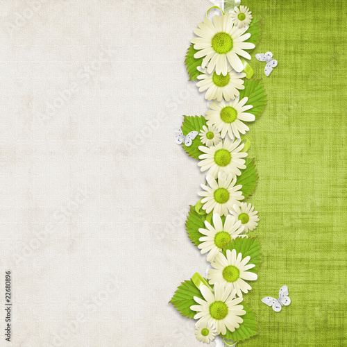 Card for the holiday  with flowers on the abstract background