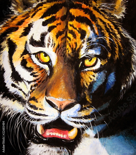 Tiger acrylic painted.