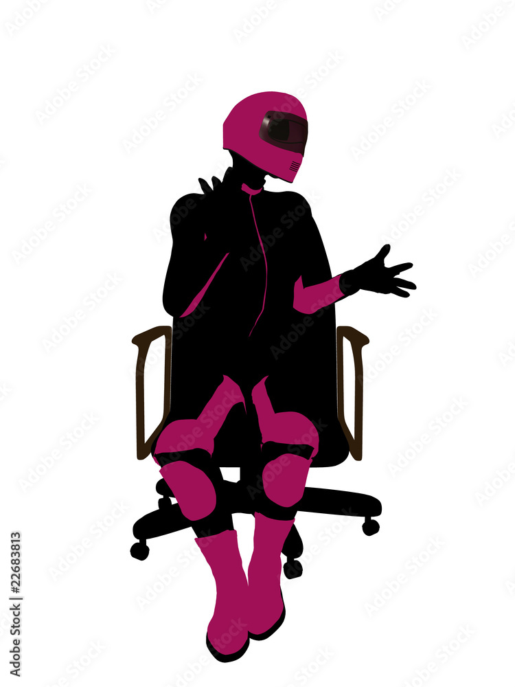 Female Sports Biker Sitting In A Chair Illustration Silhouette Female Sports Biker Sitting In A Chair Illustration Silhouette