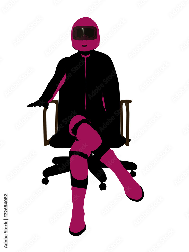 Fototapeta premium Female Sports Biker Sitting In A Chair Illustration Silhouette
