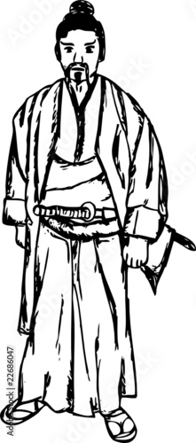 vector - ancient samurai isolated on background