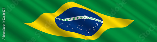 Quadro em tela Brazilian Flag in the Wind